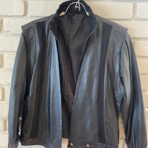 Aysen Black Leather & Suede Jacket, Size S #014 - Picture 4 of 6